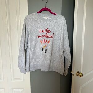 H&M Gray Sweatshirt with Colorful Print